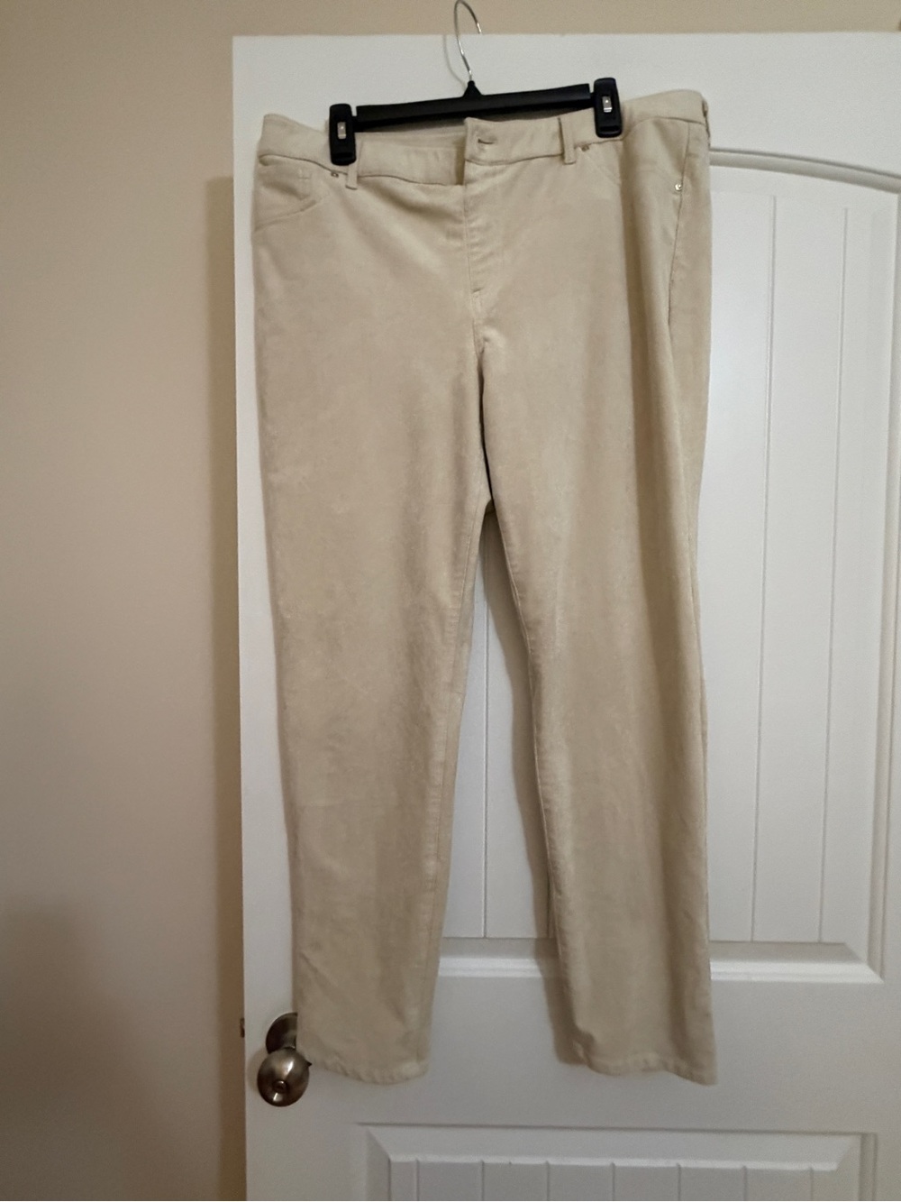 Chico's Straight Leg Cream Pants Faux Moleskin Sz 2.5R
